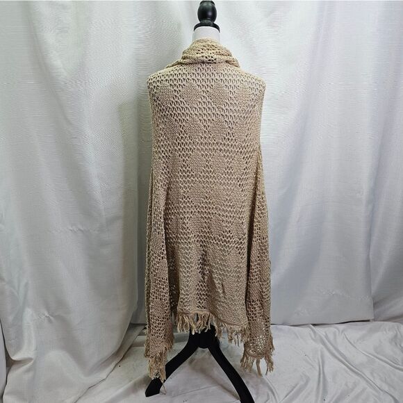 Retro Threads Tan Crochet Knit Open Front Sleeveless Cardigan Size XXL - Picture 5 of 6